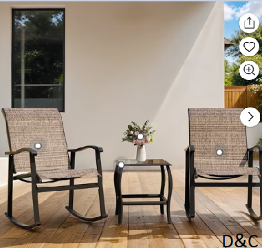 Walsunny 3 Pieces Rocking Bistro Patio Furniture Rocker Set
