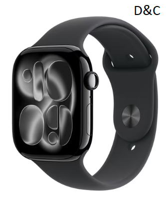 Apple Watch Series 11 [GPS 46mm] Smarwatch with Jet Black Aluminum Case with Black Sport Band – M/L