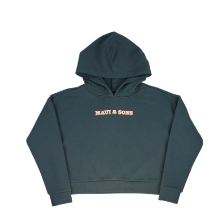Maui and Sons Girl’s Chaser Smoke Colored Fleece Pullover Hoodie Double Sided Graphic Sweatshirt
