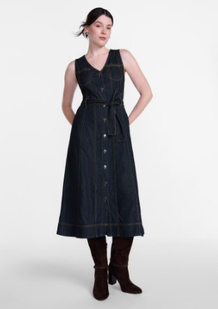 Scenario Women’s and Women’s Plus Sleeveless Denim Midi Dress, Sizes XS-4X