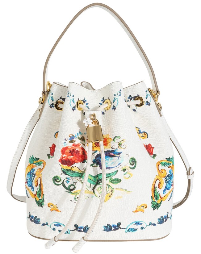 Saffiano Leather Painted Leather Bucket Bag