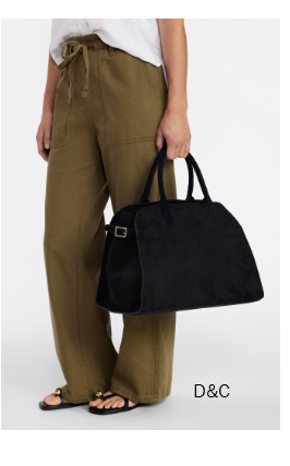 Time and Tru Women’s Sage Satchel Soft Faux Suede Tote Bag, Black