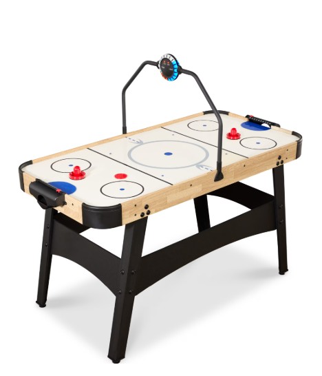 Best Choice Products 54in Air Hockey Game Table w/ LED Lights, Scoreboard, Powerful Motor – Natural