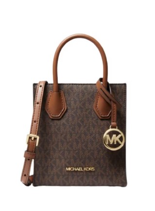 Michael Kors Mercer Extra-Small Logo and Leather Crossbody Bag (6”W X 6.75”H X 2.5”D)
