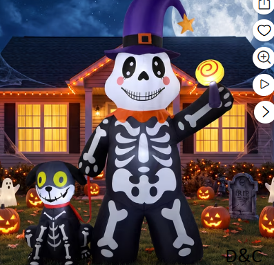 Ayieyill 7FT Halloween Inflatables Decorations Skeleton and Dog