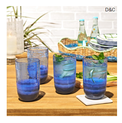 Beautiful by Drew Barrymore 4-Piece 22 oz Colorblock Acrylic Tall Tumbler Set, Multi-Color