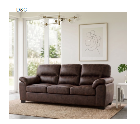 LLappuil 81″ Mid-Century Modern Sofa, 3 Seat Sofa Cloud Couch for Living Room, Foil Fabric Dark Brown
