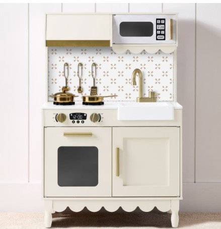 Best Choice Products Toddler Kitchen Playset, Wooden Kids Toy Kitchen w/ Microwave, Oven, 5pcs & Storage – Ivory