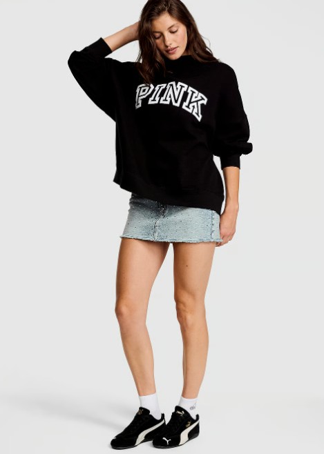 PINK Campus Fleece™ Oversized Mock-Neck Sweatshirt