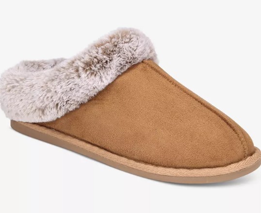 Women’s Boxed Faux-Fur-Collar Clog Slippers
