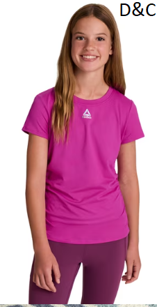 Reebok Girl’s Legacy Short Sleeve Ruched Performance Top, Sizes 4-18