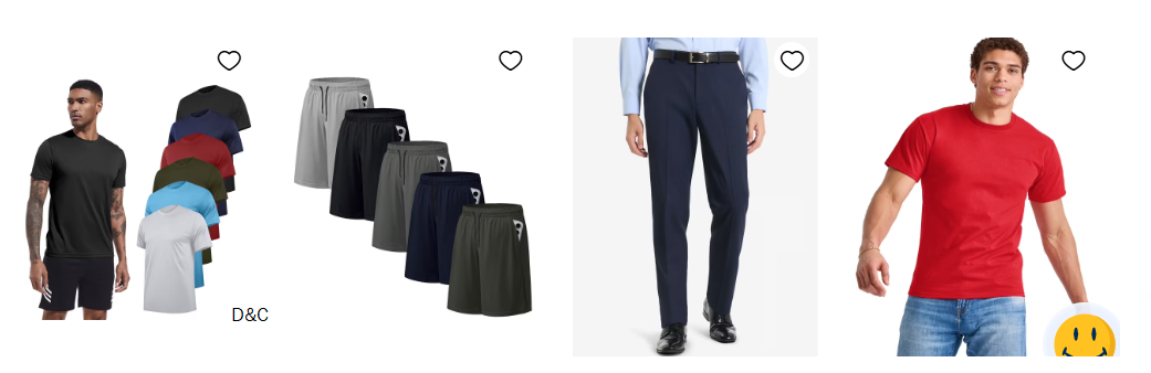 men’s clothing As low as $1.xx Big brands included