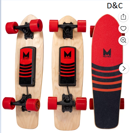 M8TRX EB100 Electric Skateboard, Gravity Sensor Riding, 300 Watt, 28″ Deck, 10 MPH, Red