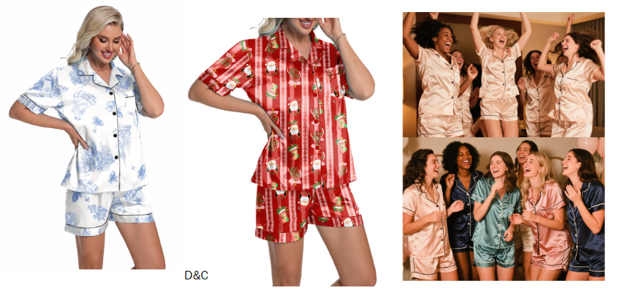 DAKIMOE Womens Silk Pajama Sets Satin Pajamas for Women Set Short Sleeve Shirt with Shorts 2 Piece Pjs Sets Soft Silky Sleepwear Nightwear Button-Down Loungewear S-XL