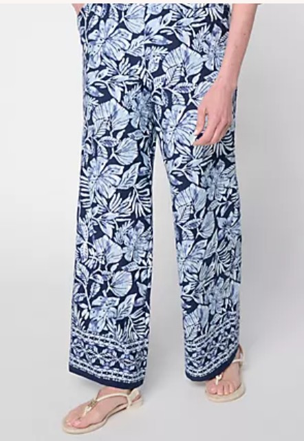 Denim & Co. Regular Beach Jersey Full Length Wide Leg Pants