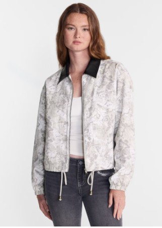 No Boundaries Cotton Twill Barn Jacket with Faux Leather Collar, Women’s XXS-4X