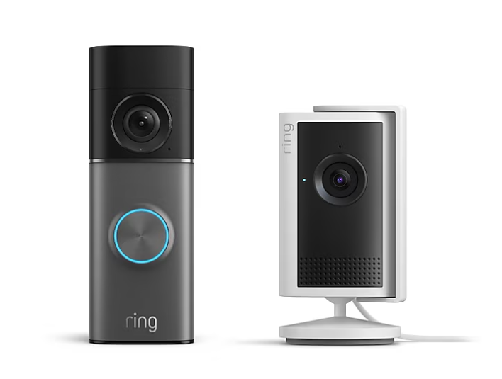 Ring Battery Doorbell 2K, Speckled Gray + Indoor Cam 2K, Retinal 2K, 6x Enhanced Zoom, Live View and Two-Way Talk, Motion Detection and Alerts
