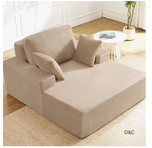 Oversized Corduroy Chaise Sofa for Living Room