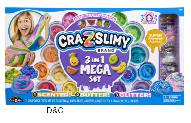 Cra-Z Slimy Mega Slime Kit for Ages 6+ with Scented, Butter & Glitter Slime