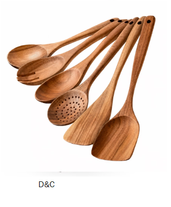 Asoricing 6-Piece Wooden Cooking Utensil Set with Storage Box, Acacia Wood Kitchen Spatula and Spoon Set for Nonstick Cookware, Long Handle Heat Resistant Cooking Tools