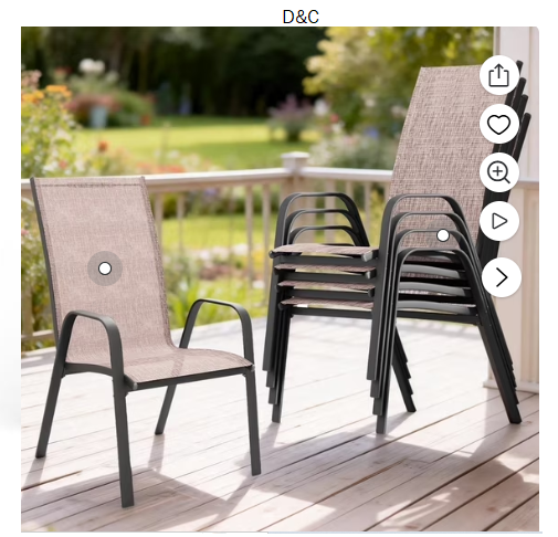FUNDAZE Outdoor Dining Chairs Set of 4, Patio Dining Chair Stackable Armrest Patio Chairs Space Saving for Garden Backyard Deck, Brown