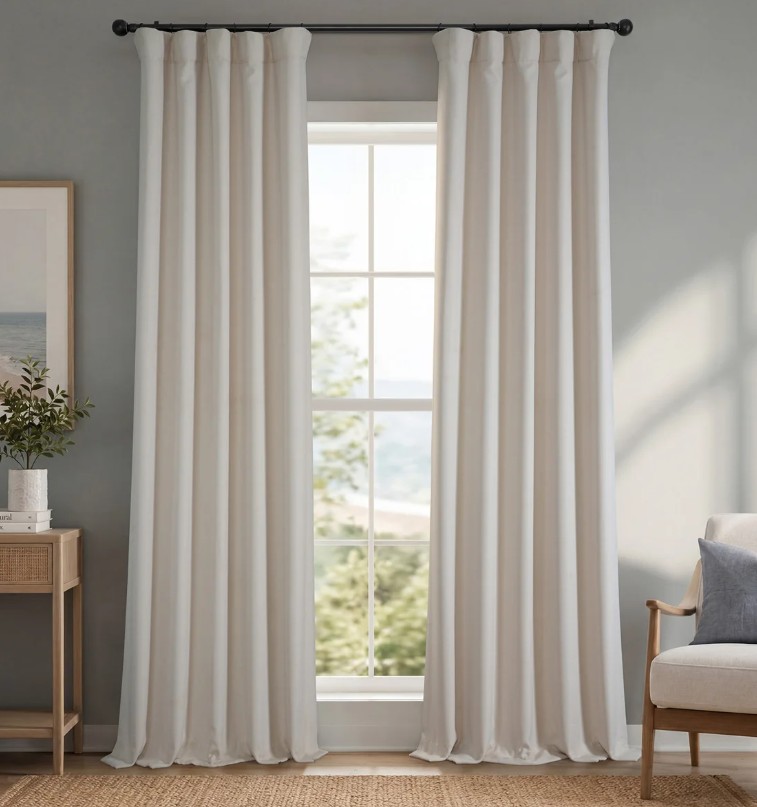 Ottis Faux Linen Room Darkening Curtain Panel