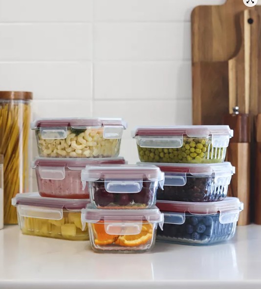 16 Piece Fluted Glass Storage Set