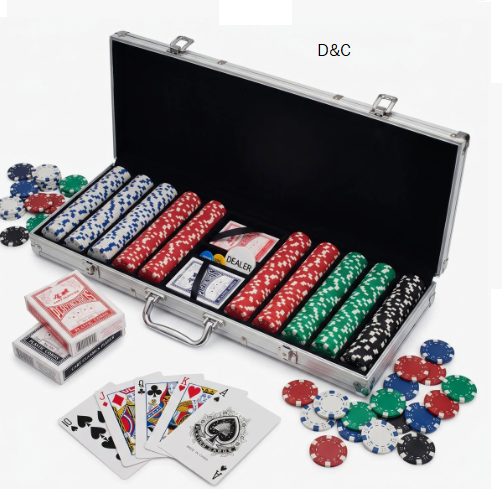 Trademark Poker Chip Set – Poker Set with Cards, Buttons, Carrying Case, and Poker Chips for Texas Hold’em, Blackjack Games, and More