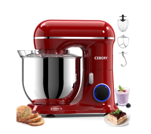 CEBORY 3-IN-1 Stand Mixer, 6.5 QT Tilt-Head 10-Speed Food Mixer, Kitchen Electric Mixer with Dough Hook, Beater, Whisk, Bowl for Most Home Cooks