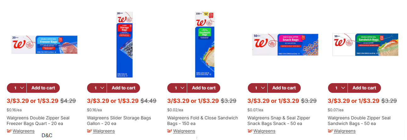 Buy 1 Get 2 Free Walgreens Storage Bags
