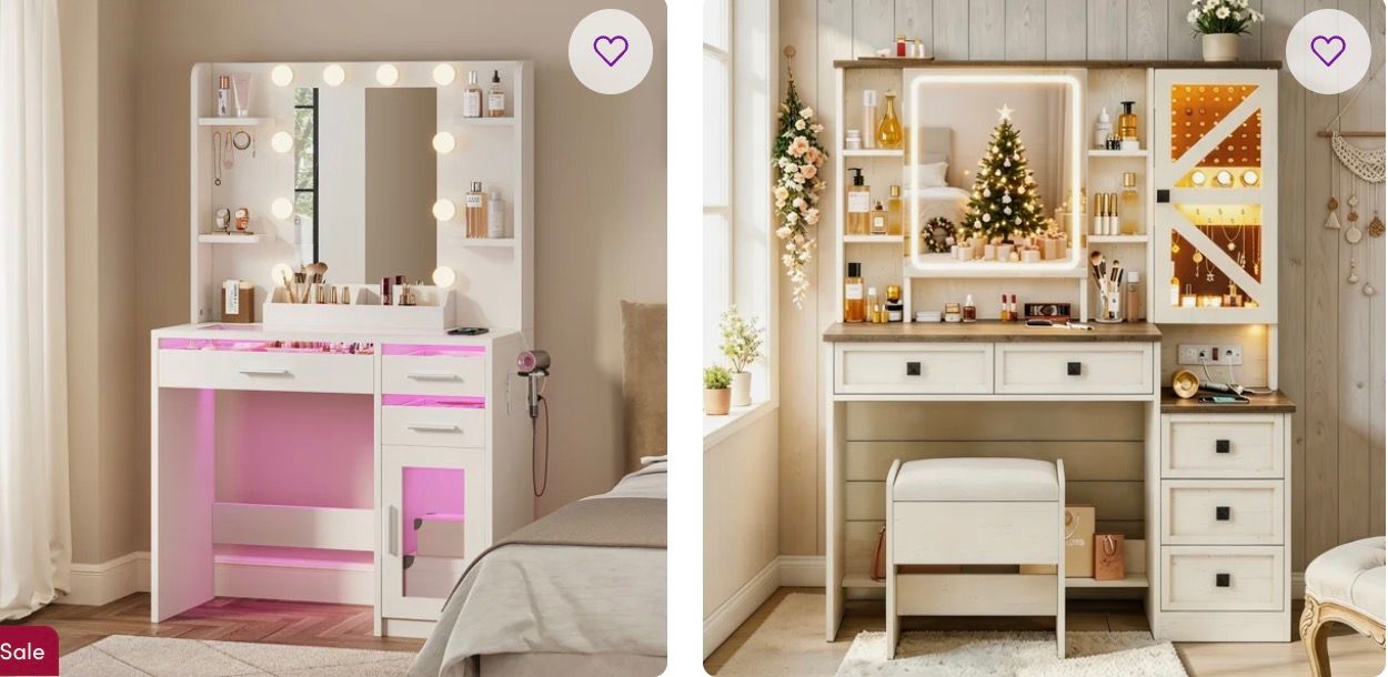 Sale on makeup tables and vanities