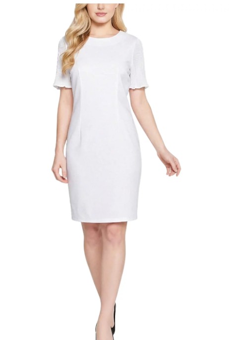 Petite Pleated Short-Sleeve Dress