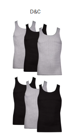 Hanes Men’s Tank Tops Undershirt, Moisture-Wicking, Cotton Ribbed Tanks, White or Black/Grey Multipacks
