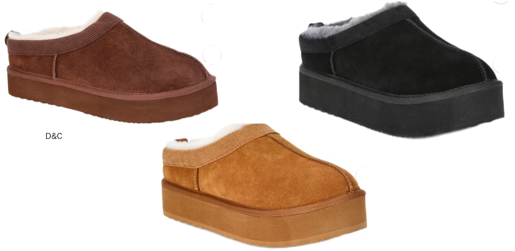 Joyspun Women’s Ultra Short Faux Suede Platform Clog Slippers
