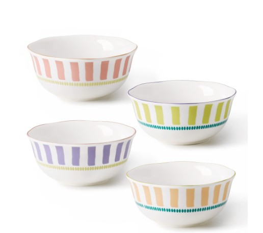 Carote 4-Piece Ceramic Cereal Bowls Set, Soup Bowls for Cereal, Salad, Oatmeal and Dessert, Kitchen Serving Bowls