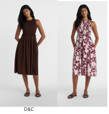 Time and Tru Women’s Tiered Midi Dress with Flutter Sleeves, Sizes XS-XXXL
