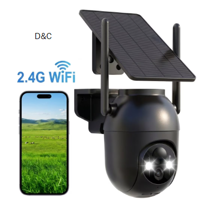 Security Cameras Wireless Outdoor WiFi, Solar Battery Powered, 360° View, AI Human Detection, Color Night Vision, 2-Way Audio, Real-Time Alerts, IP66 Waterproof, SD/Cloud Storage Black