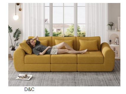 102″ Cloud Sofa, 4-in-1 Folding Sofa Bed, Floor-Standing Boneless Couch, Futon Sofa Bed for Living Room, Modular Cloud Sectional Couch with Deep Seat for Living Room(Yellow)
