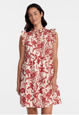 Time and Tru Women’s and Women’s Plus Cotton Mini Dress with Flutter Sleeves, Sizes XS-4X