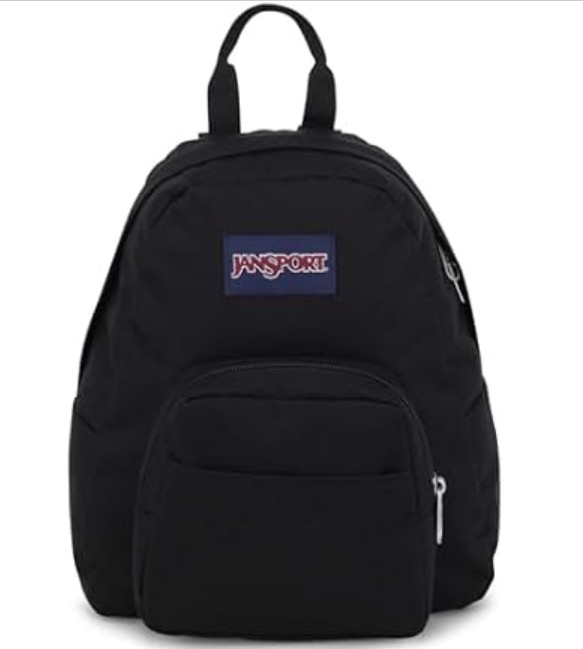 JanSport Half Pint Mini Backpack, 10.2 L – Durable Mini Bag Purse with Adjustable Shoulder Straps, Single Main Compartment, Zippered Stash Pocket, Black
