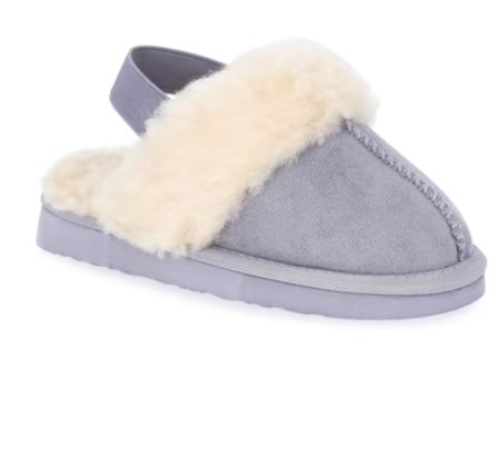 Pawz Girls Faux Shearling Slippers with Slingback Strap