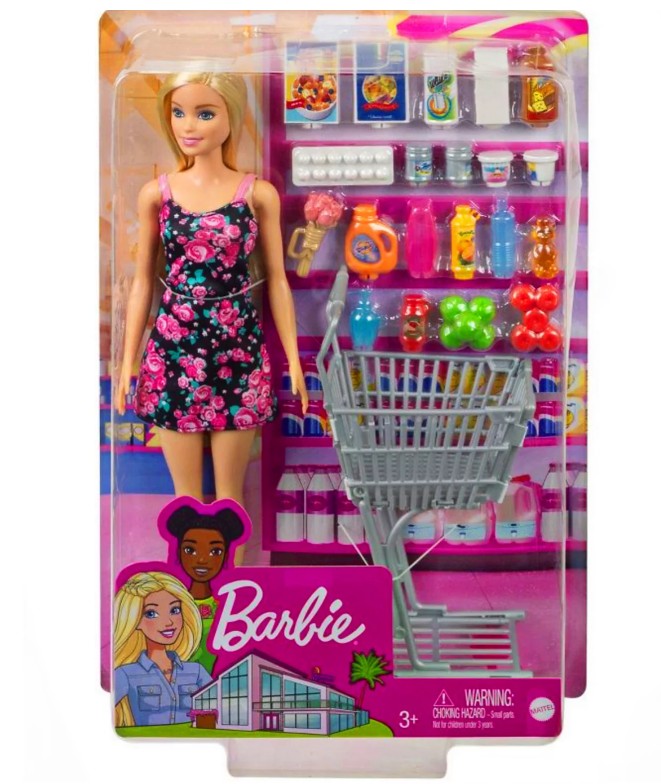 Supermarket Shopping Doll Playset with Accessories Shopping Cart