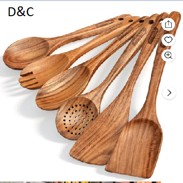 TINANA 6 Piece Wooden Spoons for Cooking