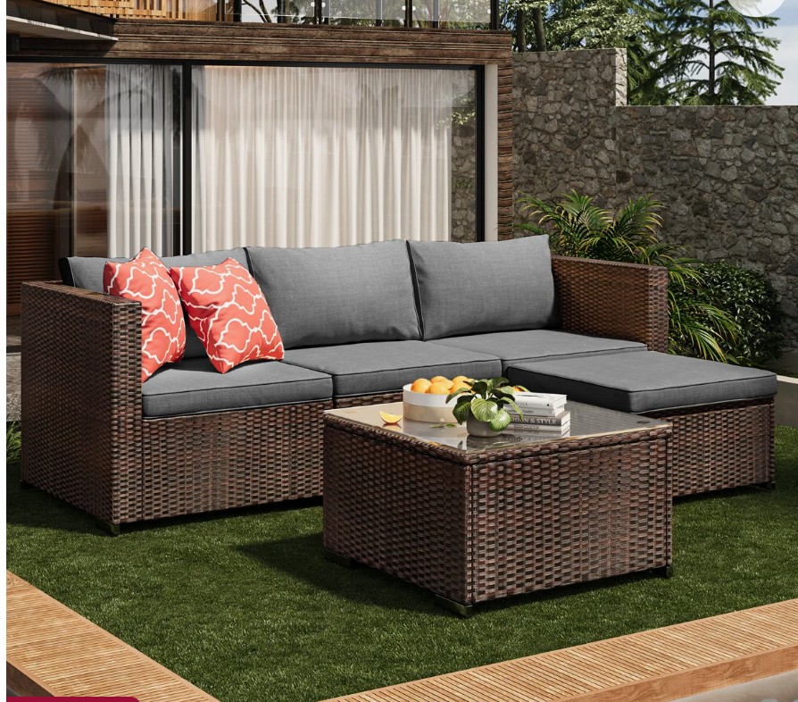 Dossena Wicker 3 – Person Modular Patio Conversation Sets with Cushions