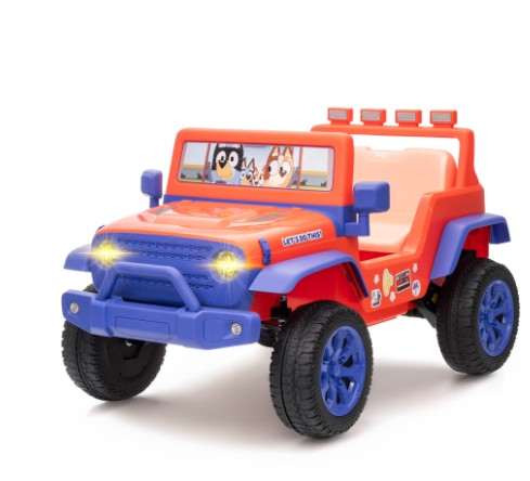 Bluey 12V Electric 1 Seat Ride-On for Kids with Music, USB Port, Working Headlights, and Forward/Reverse Drive, Top Speed 3.5 Mph