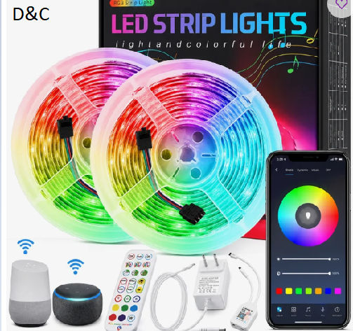 32.8 ft Smart Wi-Fi RGB LED Strip Lights with Remote & App Control