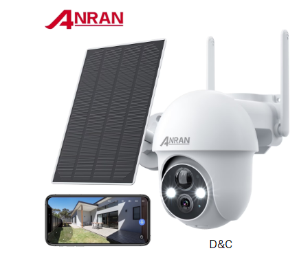 4K Solar Security Camera with Spotlight, ANRAN 360° View Wireless Outdoor Camera, Waterproof PIR Detection, Rechargeable Battery Powered Home Surveillance Camera with Color Night Vision 2-Way Audio