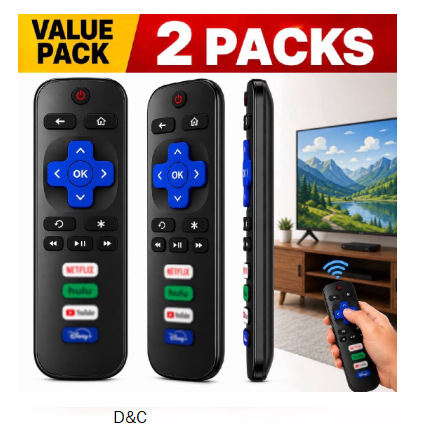Ustris 2 pack Replacement Remote Control Only for Roku TV, Compatible for TCL Roku/Hisense Roku/Onn Roku/Sharp Roku/Element Roku/Westinghouse Roku/Philips Roku Smart TVs (Not for Roku Stick and Box)