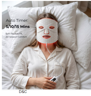 Red Light Therapy Mask for Face, 850NM Near Infrared with 3 Modes, Soft Silicone LED Light Therapy Face Mask for Home, Travel & Daily Skin Care