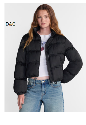 No Boundaries Bubble Hem Puffer Jacket, Women’s and Women’s Plus XXS-4X